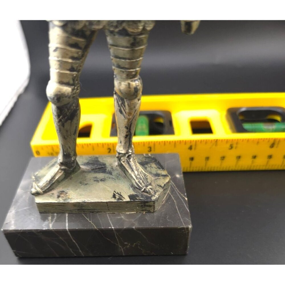 Vintage 1969 Depose Italy Fontanini Pewter Knight Figurine Carrara Marble Base - Picture 5 of 12